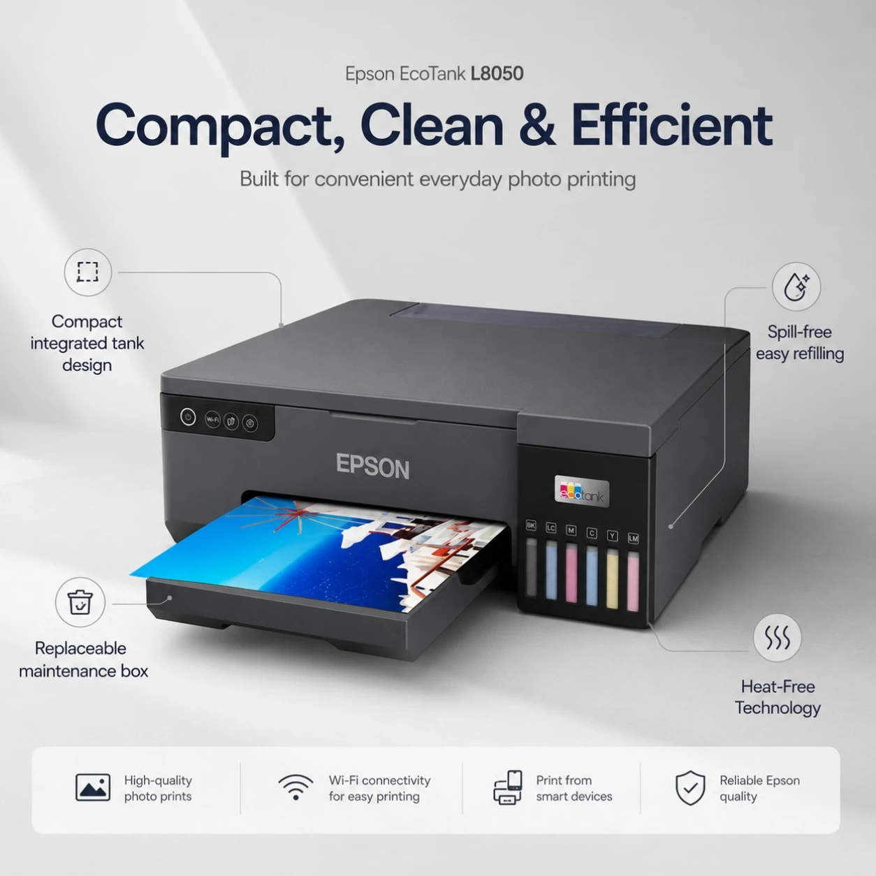 Epson EcoTank L8050 6-Color Photo Printer